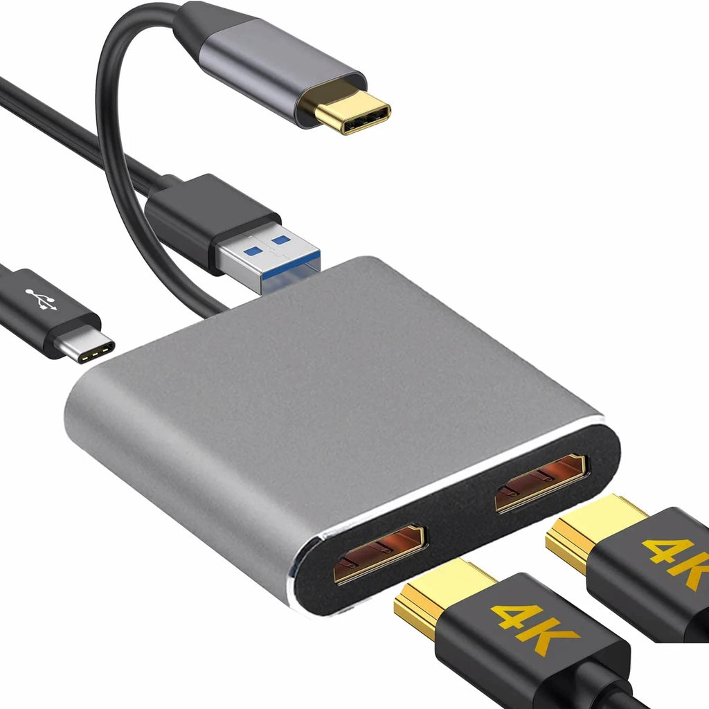 USB-C 4K Dual HDMI Hub – USB 3.0 & 60W PD Charging Dock