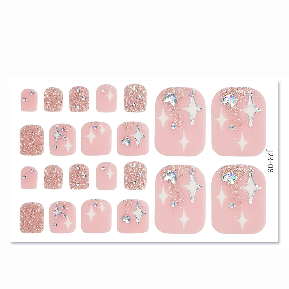 Glitter Toe Nail Stickers – 22-Tip Full Cover DIY Nail Art Decals
