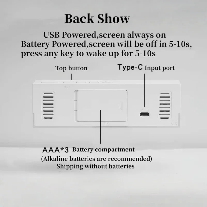 USB LED Digital Alarm Clock with Mood Light, Temp & DST