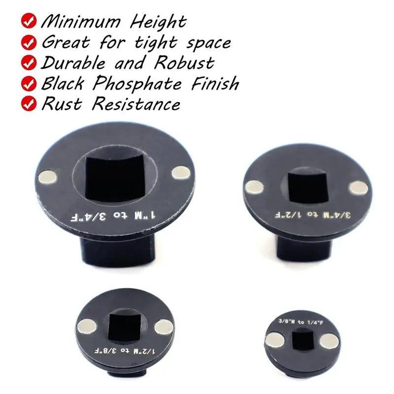 4-Pc Low Profile Impact Socket Adapter Set – All Drive Sizes