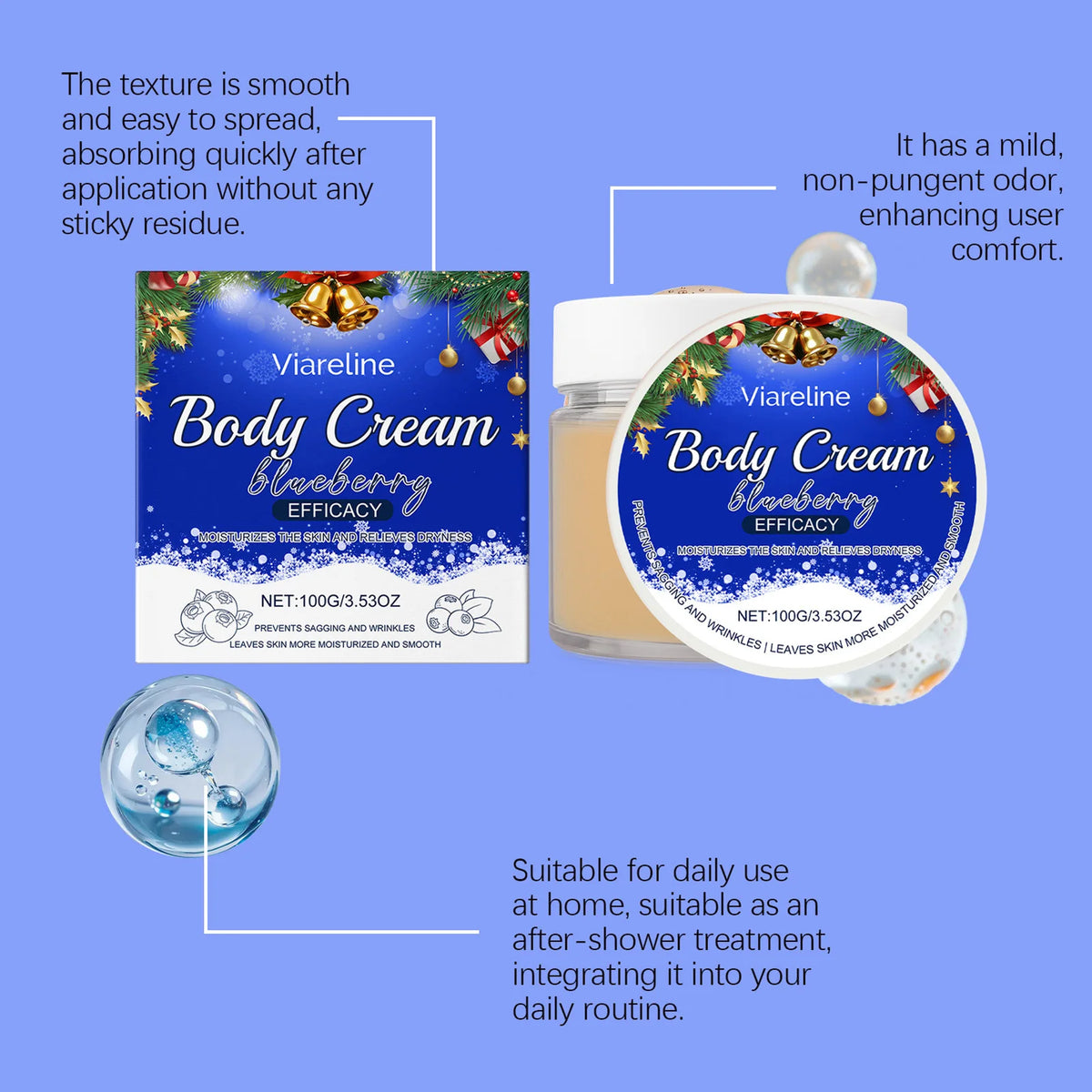 VIBE Blueberry Body Cream – 24Hr Deep Hydration, All Skin