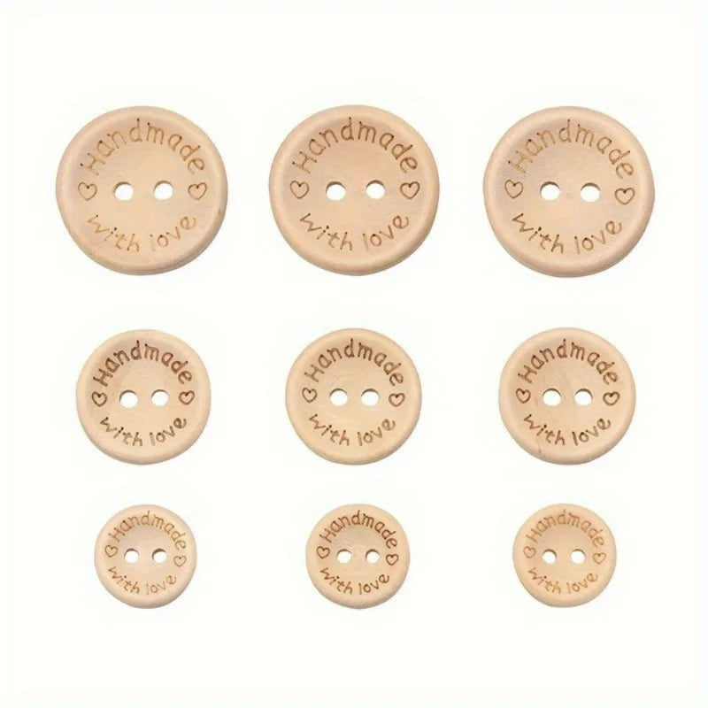 140pcs Woven Wooden Heart Buttons Set for Sewing & Crafts