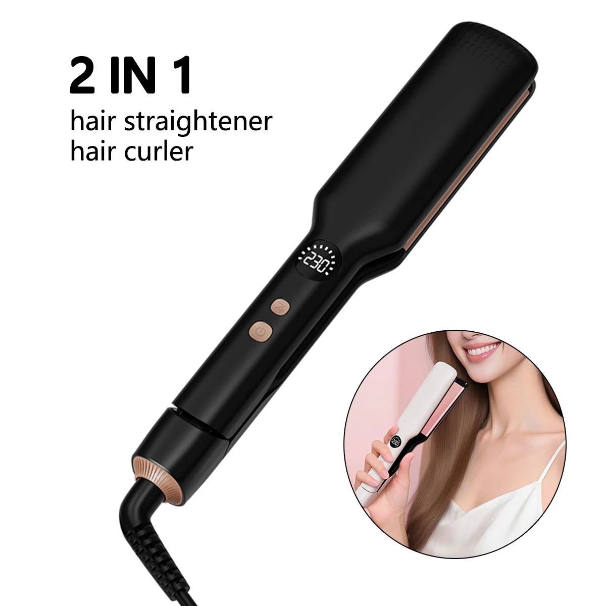 Minhuang 2-in-1 Ceramic Flat Iron Hair Straightener & Curler