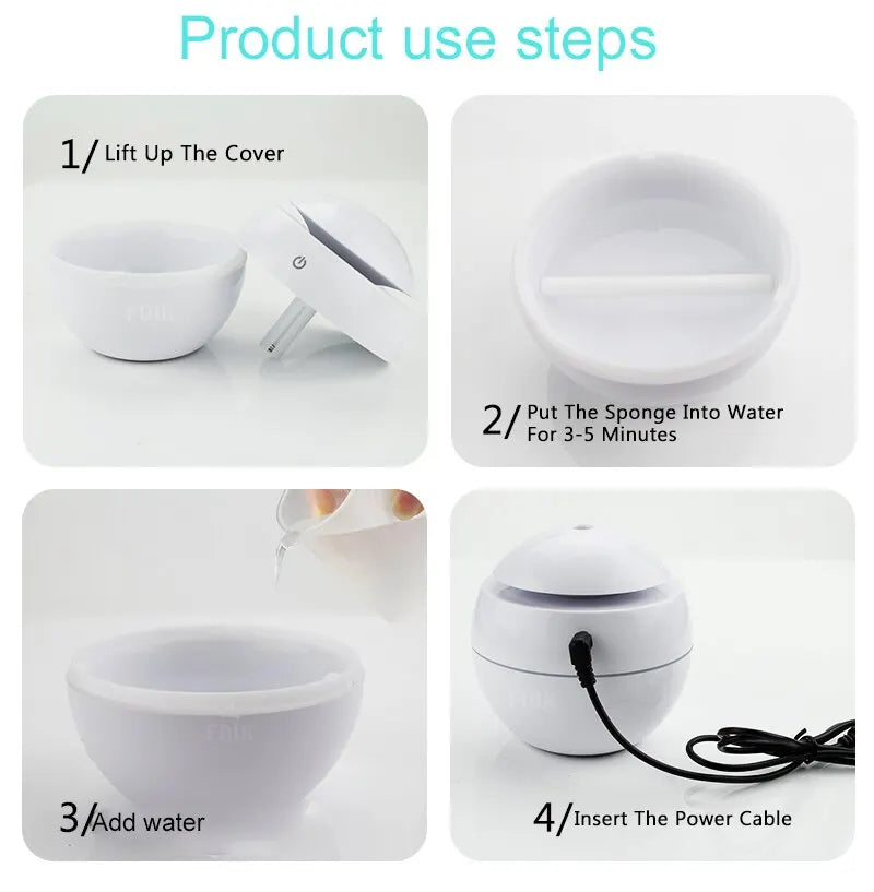 USB Mini Humidifier Aromatherapy Diffuser & Color Night Light