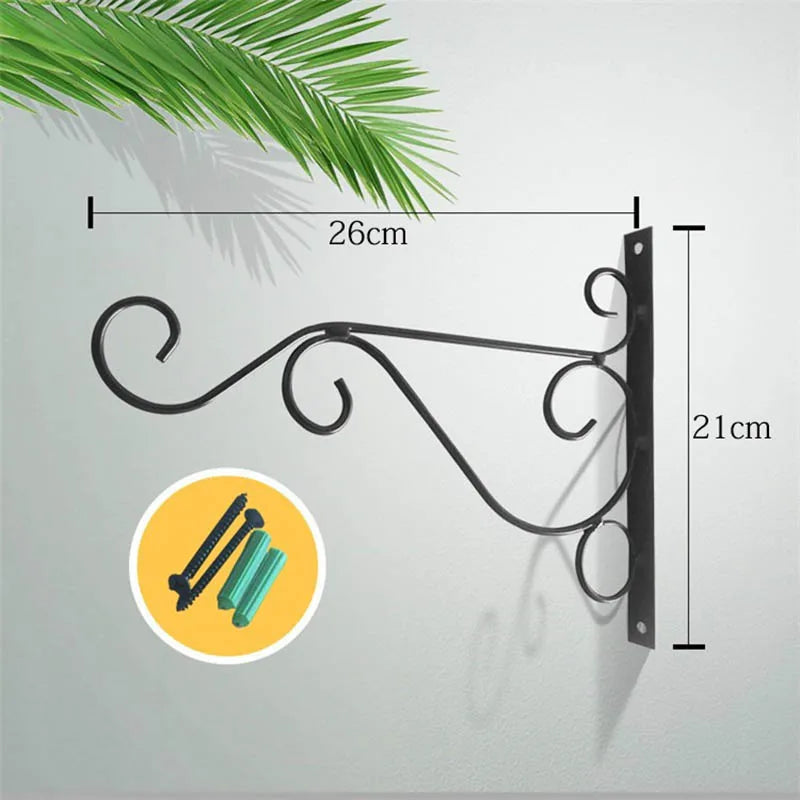 2-Pack Rustic Iron Wall Planter Hooks | Outdoor Flower Pot Hanger