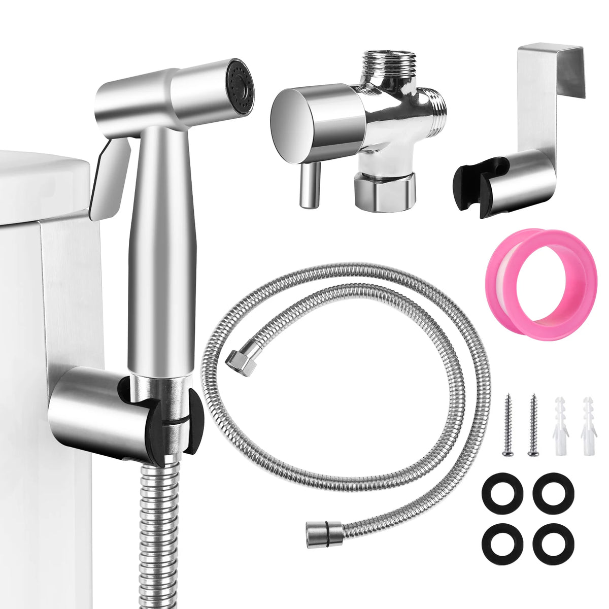 Stainless Steel Handheld Bidet Sprayer Set – Wall Mount