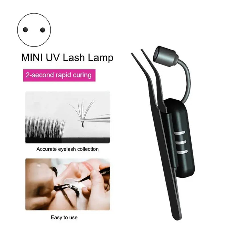 UV LED Eyelash Extension Curing Lamp & Tweezers Kit – EU Plug