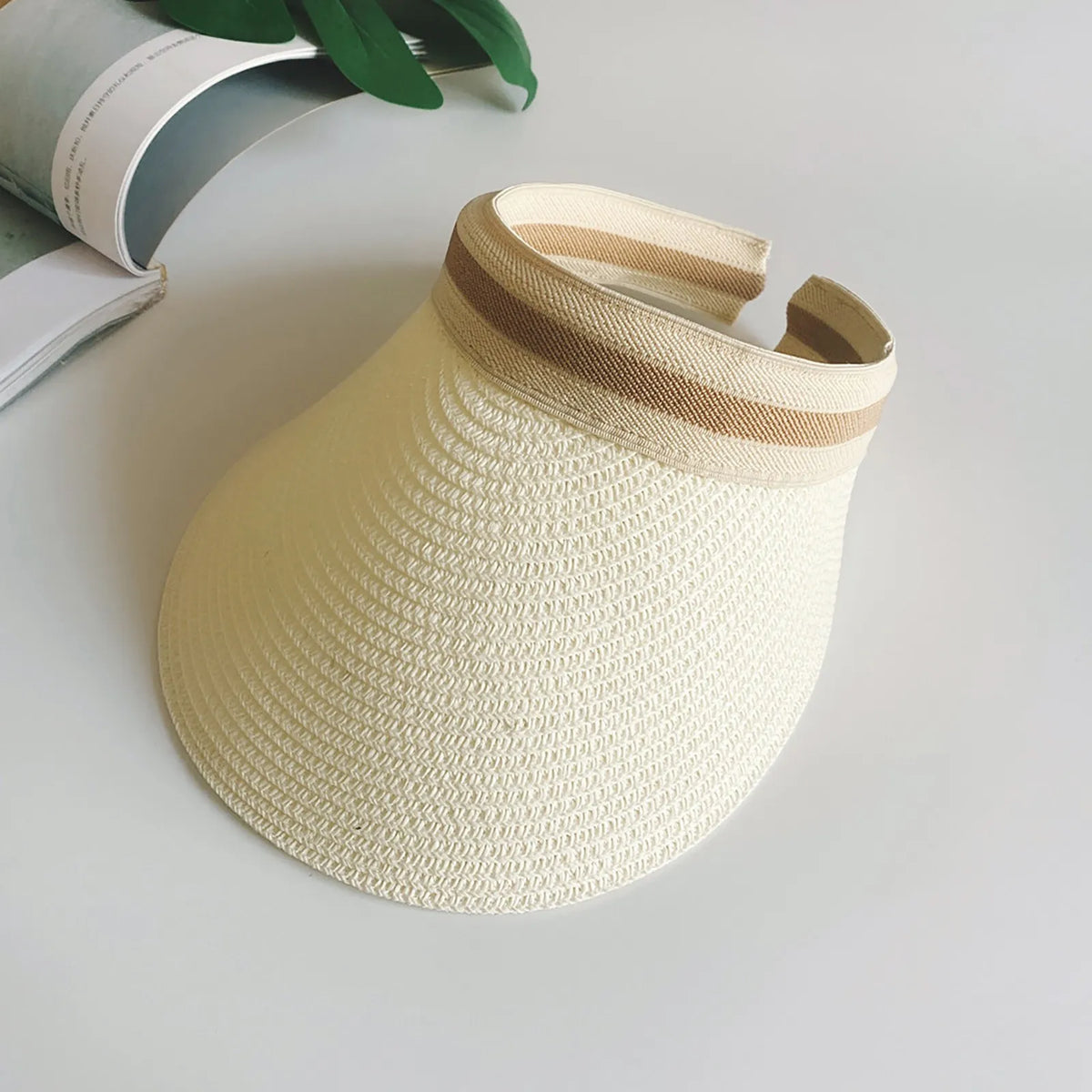 Women's Foldable Wide Brim Straw Sun Visor Hat – Beach & Cycling