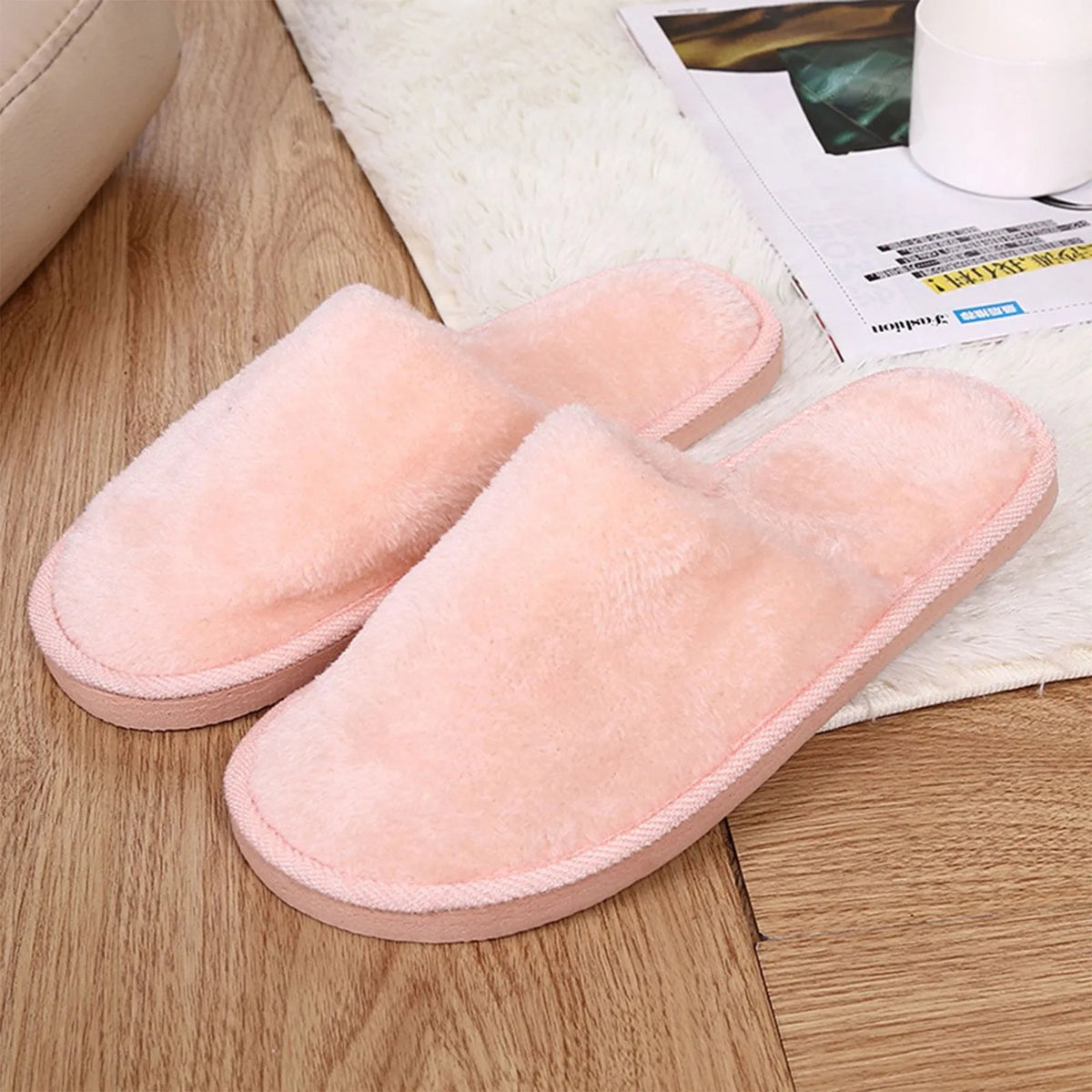 Women's Warm Plush Indoor Slippers – Soft Furry House Shoes