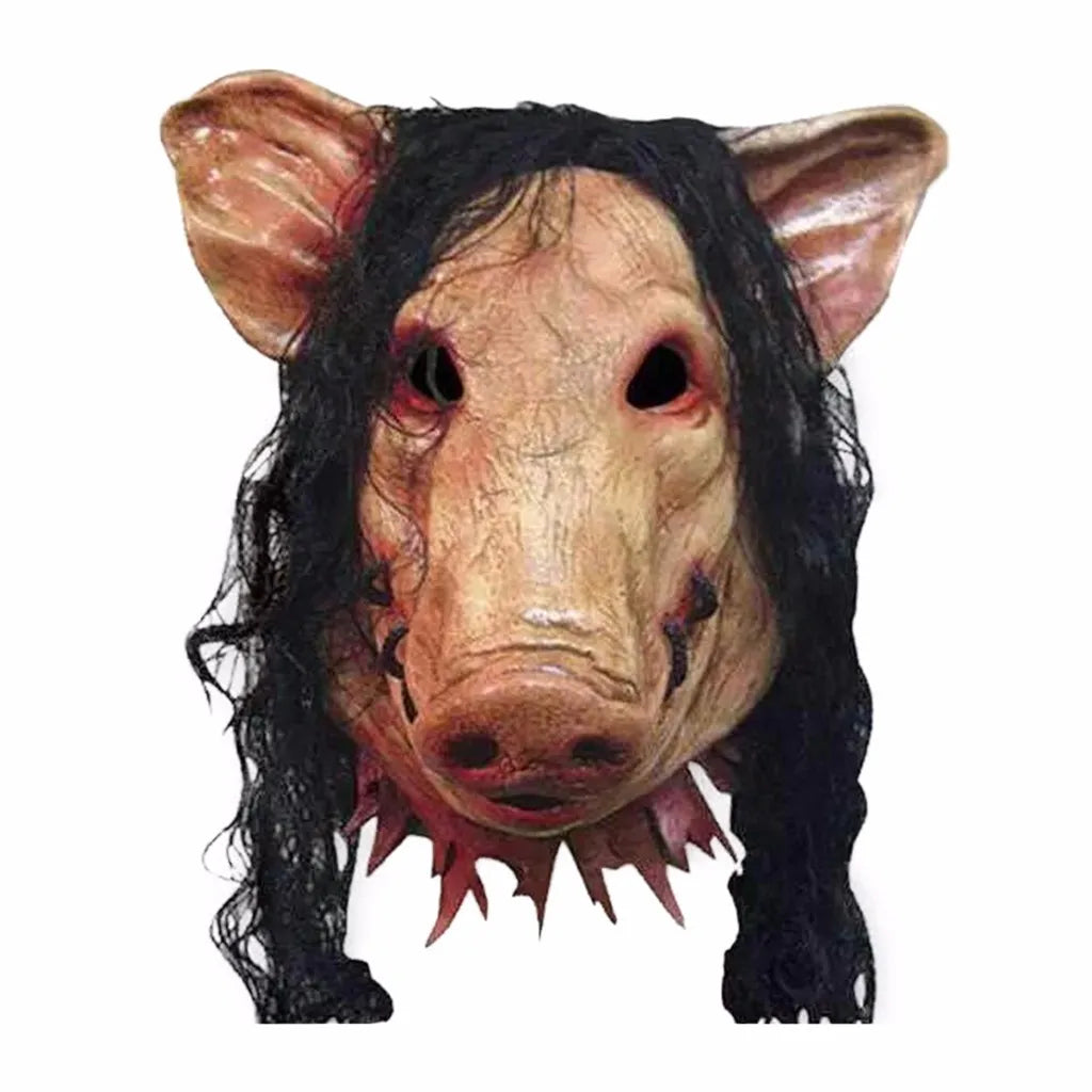 Bald Pig Head Latex Mask – Halloween Cosplay Costume Prop
