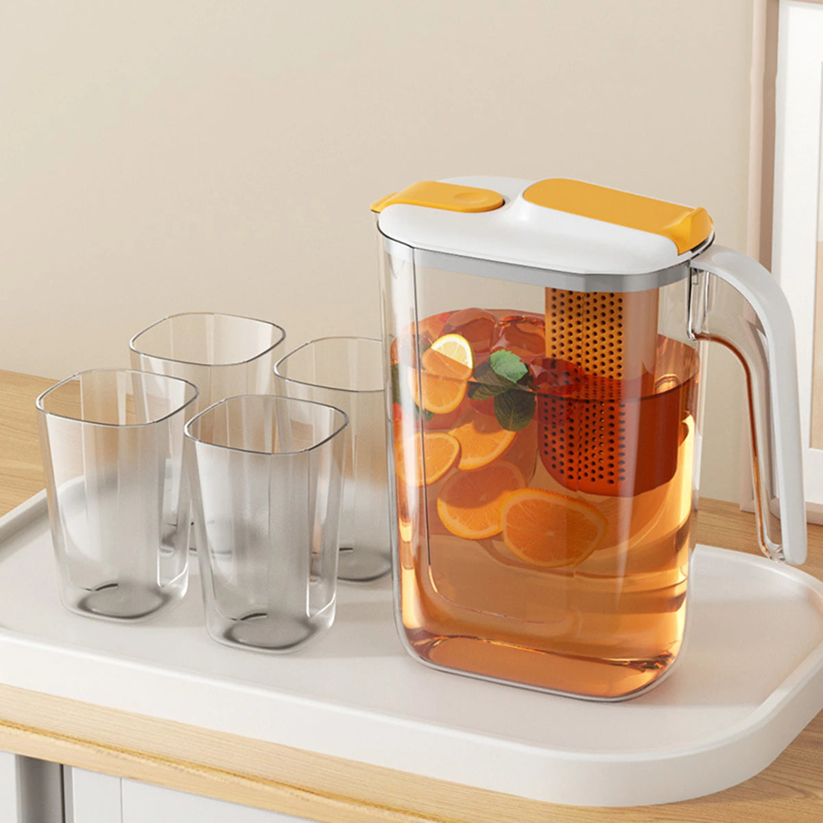 2.6L Plastic Teapot Cold Water Pitcher & Cup Set for Parties