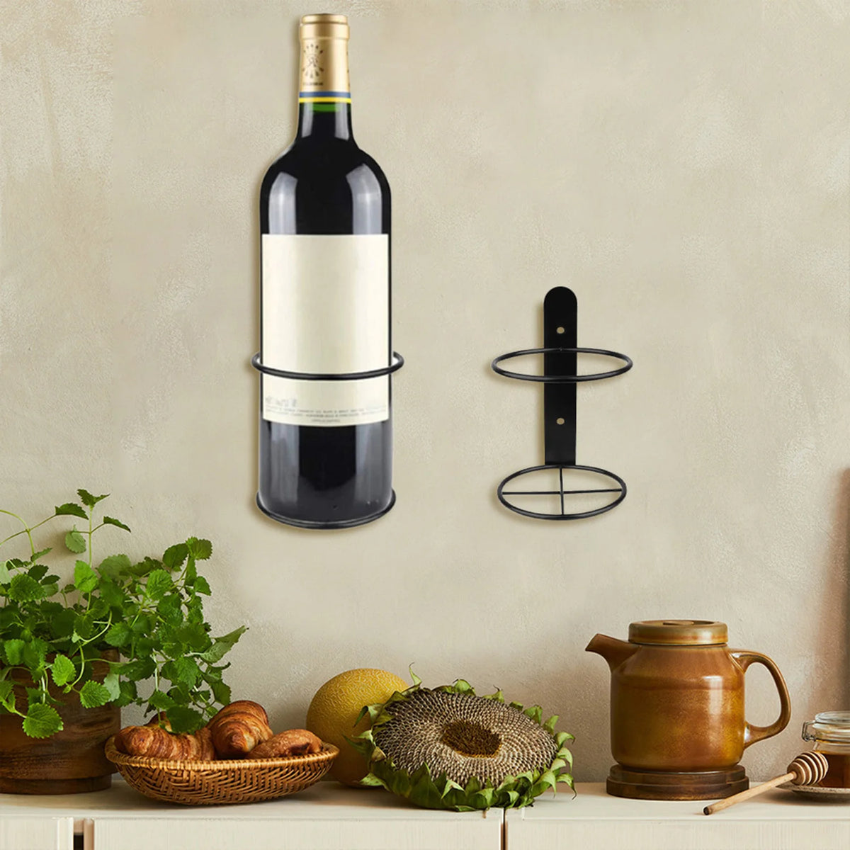 Wall Mounted Iron Wine Bottle Rack – Home Bar & Kitchen