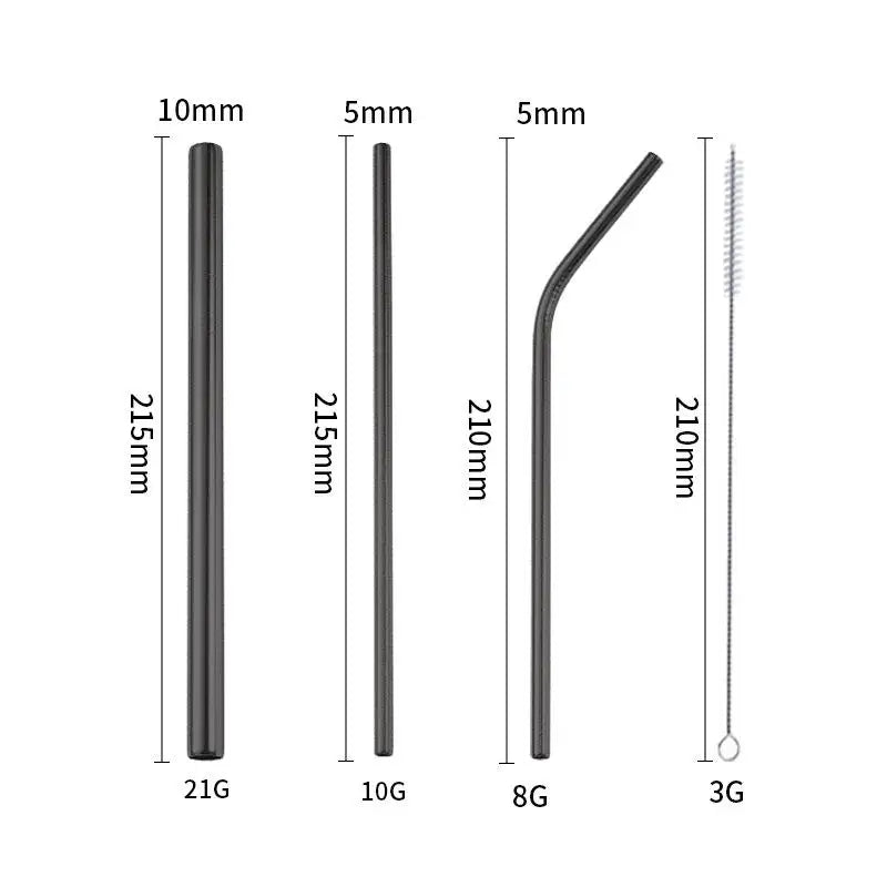 4-Pack Reusable Stainless Steel Straws with Cleaner Brush
