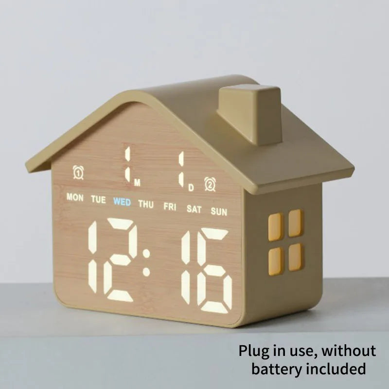 LED House Shaped Digital Alarm Clock with Night Light
