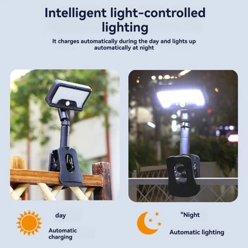 Solar Clip-On Motion Sensor LED Light – IP65, 92 LEDs, Outdoor