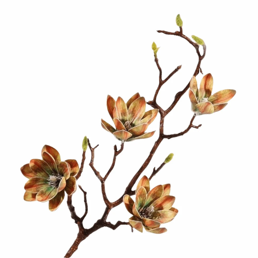 Pink Artificial Magnolia Flower Branch – 72cm Faux Blossom Décor