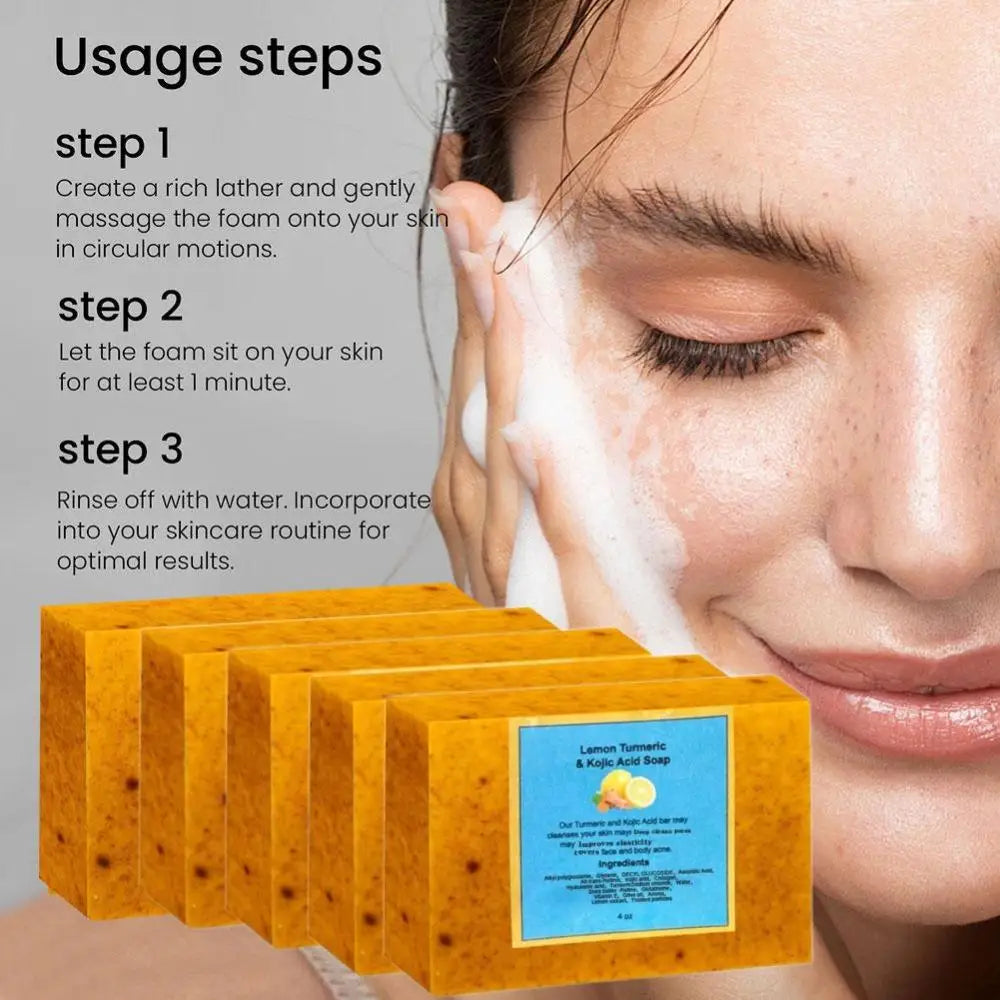 Organic Lemon Turmeric Kojic Acid Brightening Soap 1/3/5 Pcs