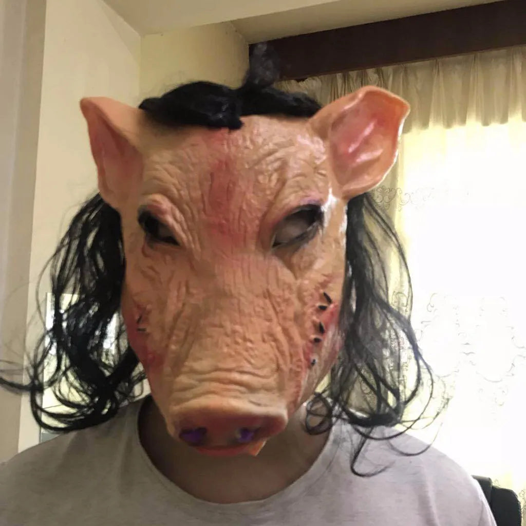 Bald Pig Head Latex Mask – Halloween Cosplay Costume Prop