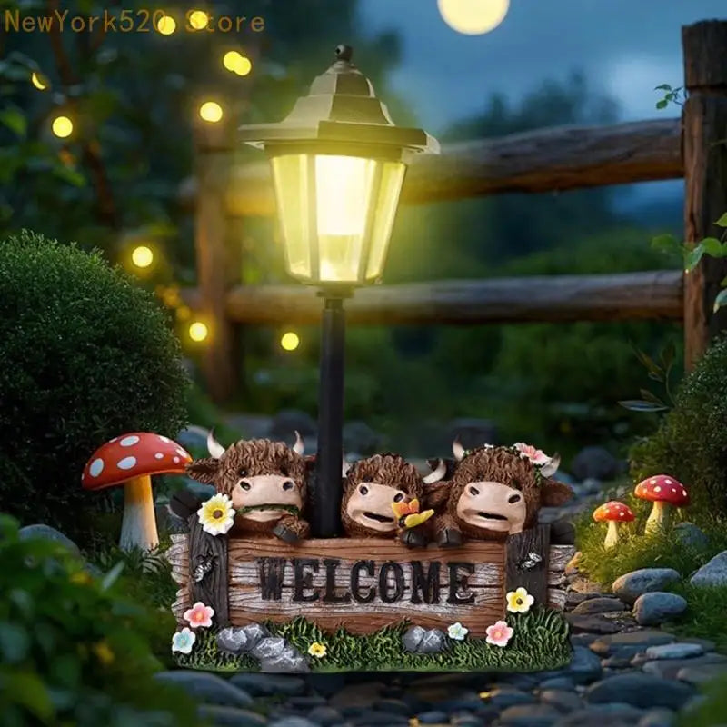 Solar Yak Garden Statue – Resin Outdoor Decor with Auto Light