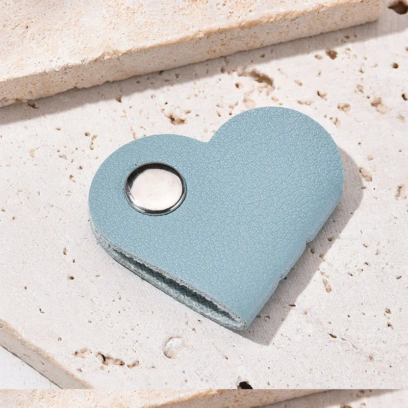 Heart-Shaped Leather Cable Winder & Headphone Cord Organizer