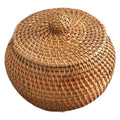 Handmade Round Rattan Basket with Lid – Wicker Storage Box