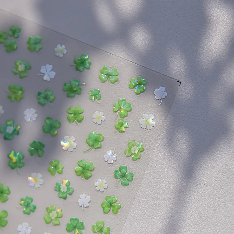 Nail Art Stickers – Clover Jelly Flower Rhinestone Laser Decals