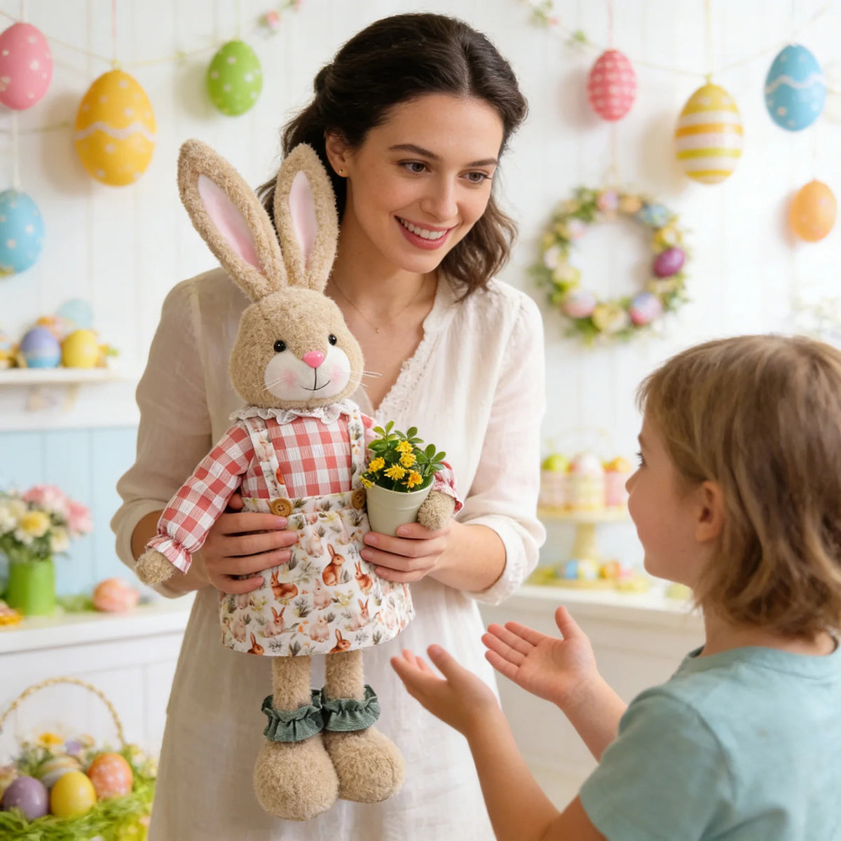 18–25" Woven Straw Easter Bunny Yard & Home Sculpture