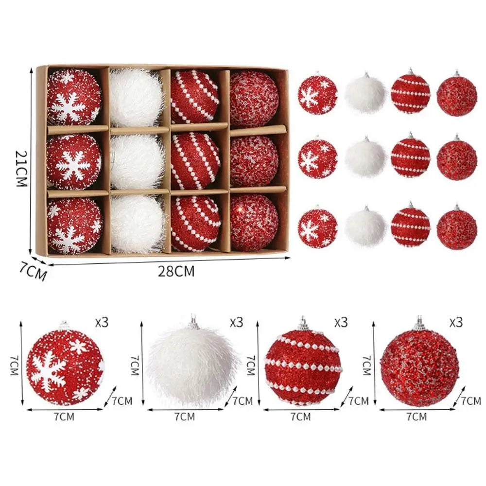 12-Pack 7cm Glitter Snowflake Christmas Tree Hanging Balls