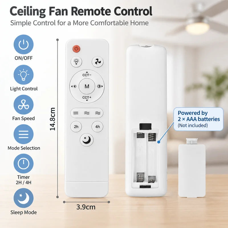 Gmarty E27 2-in-1 LED Ceiling Fan Light – Quiet & Dimmable