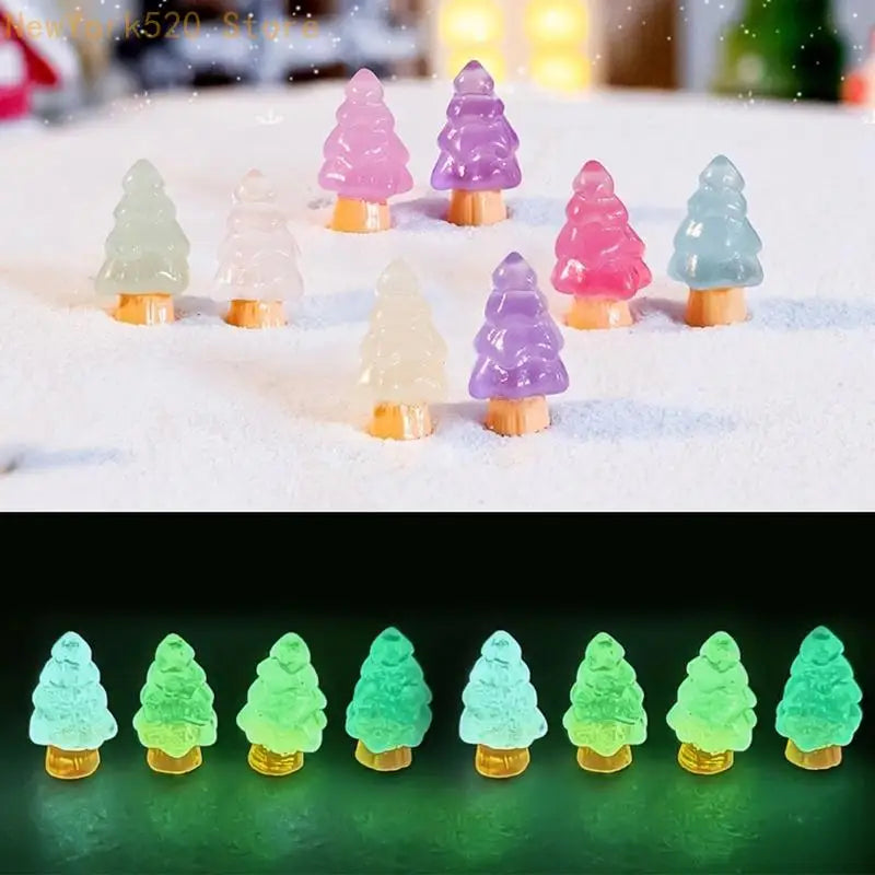 10 Pcs Luminous Christmas Tree Resin Charms for Jewelry Making