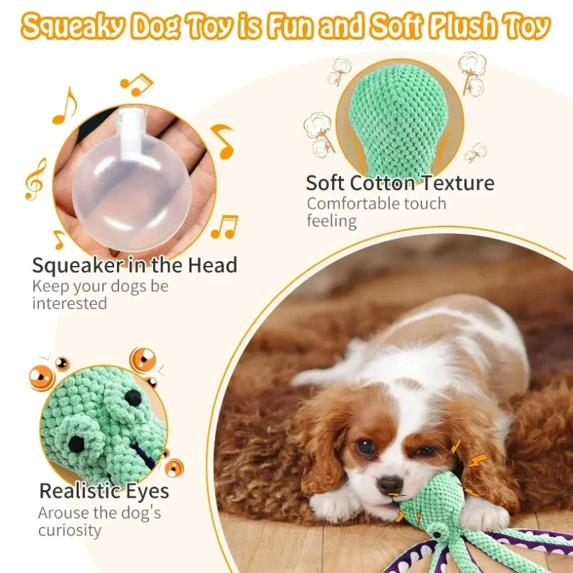 Plush Squeaky Octopus Dog Toy – Interactive Chew & Fetch