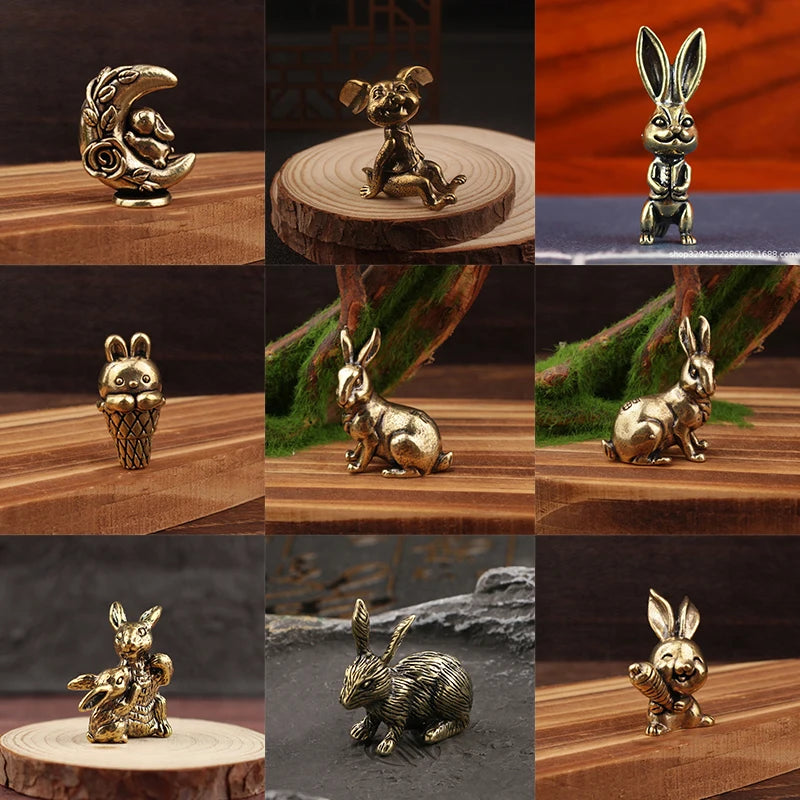 Vintage Brass Rabbit Statue – Feng Shui Figurine & Easter Décor