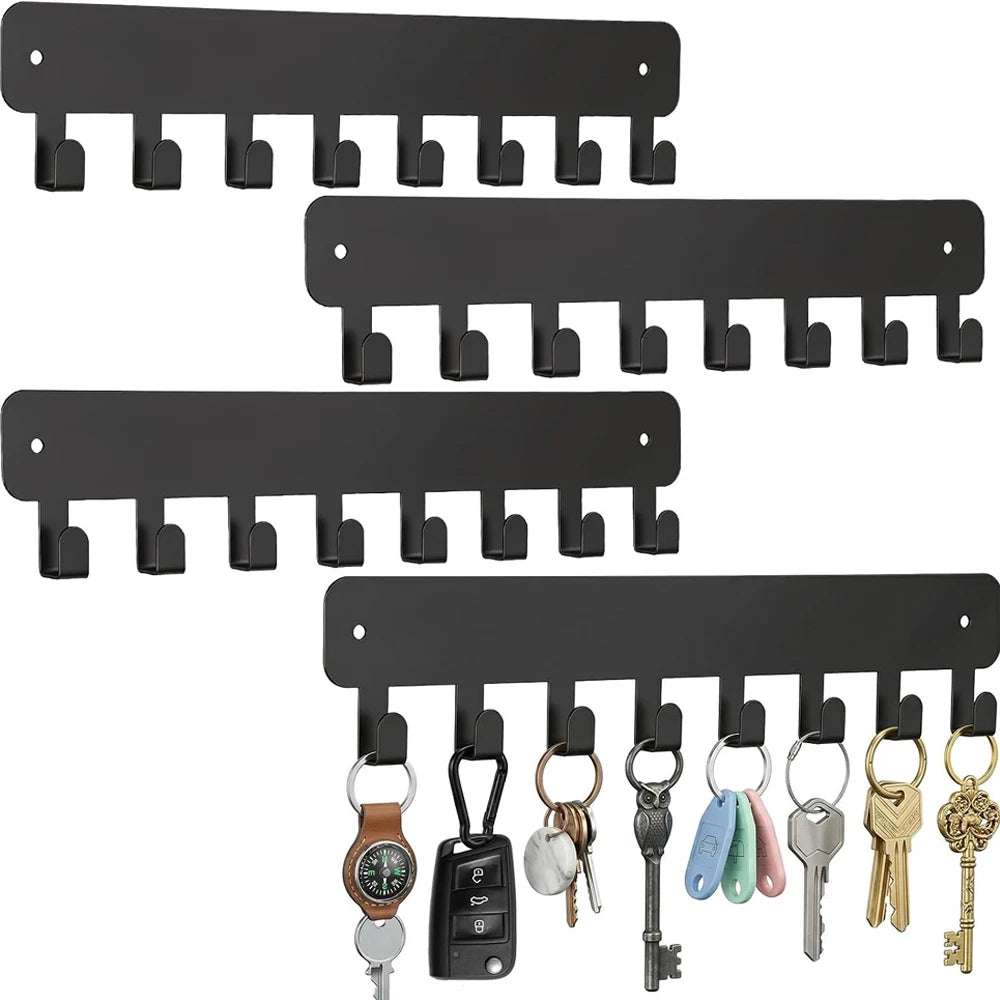 Metal Wall Key Holder & Multi-Hook Rack for Entryway