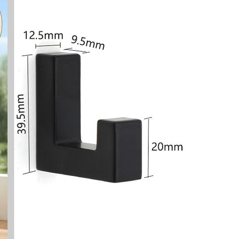 Heavy Duty L-Shape Wall Coat Hook – Matte Black Zinc Alloy