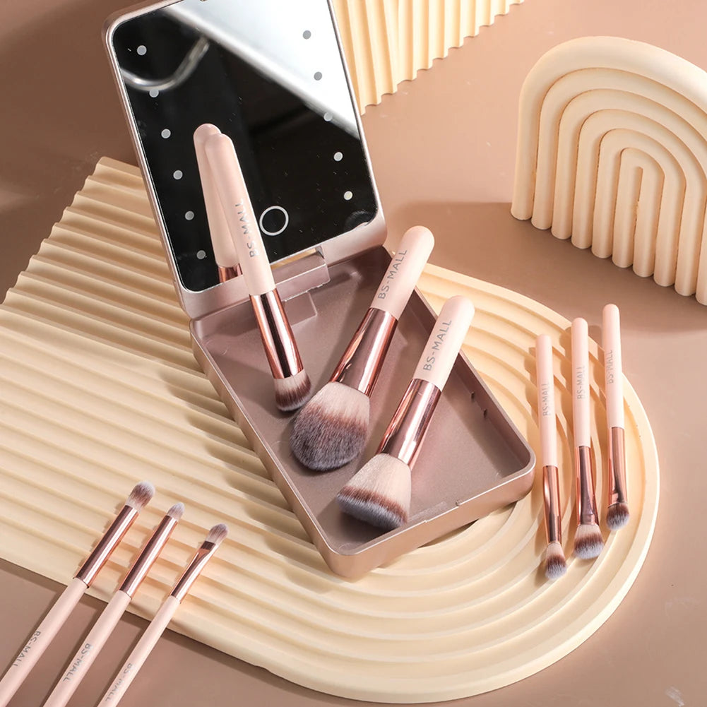 14-Piece Portable Makeup Brush Set with Lighted Mirror Case