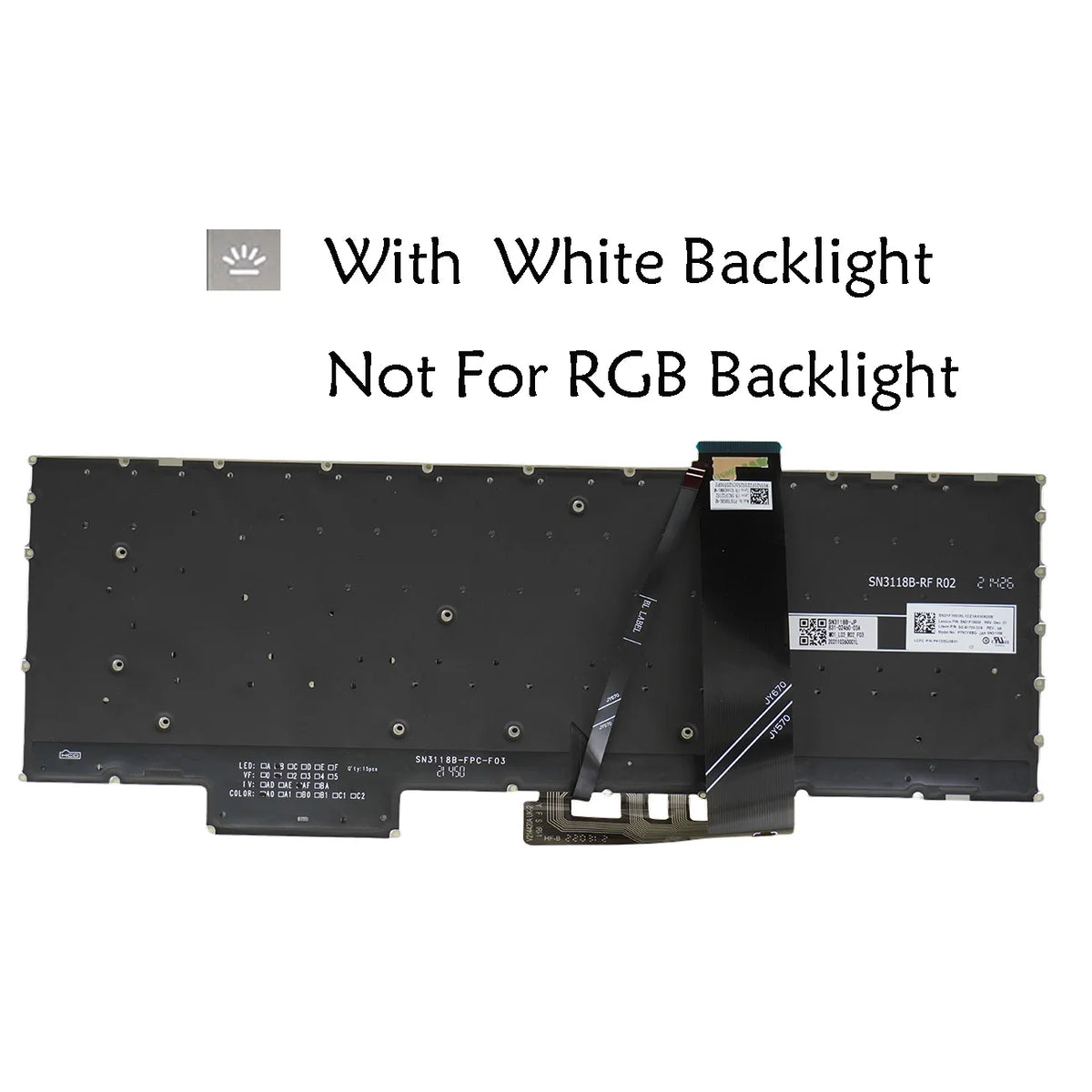 White Backlit Keyboard for Lenovo Legion 5-15ARH7 5-15IAH7 US/Nordic