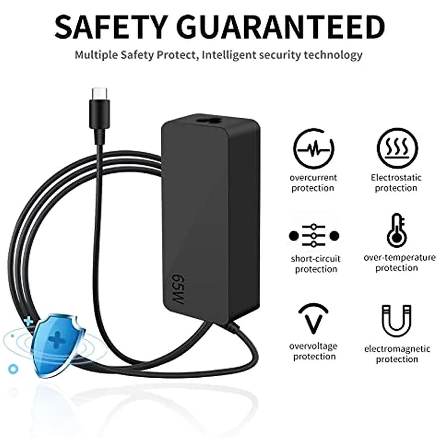 65W USB-C Charger for Lenovo ThinkPad T14 T480 T490 T580