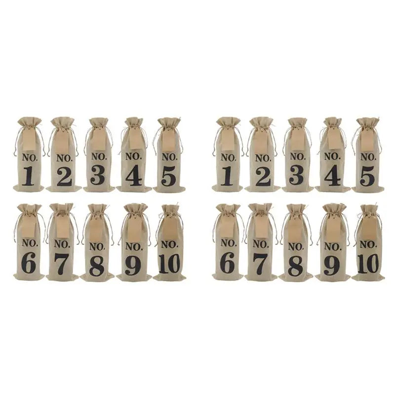 20-Pack Numbered Burlap Wine Bags | Blind Wine Tasting Gift