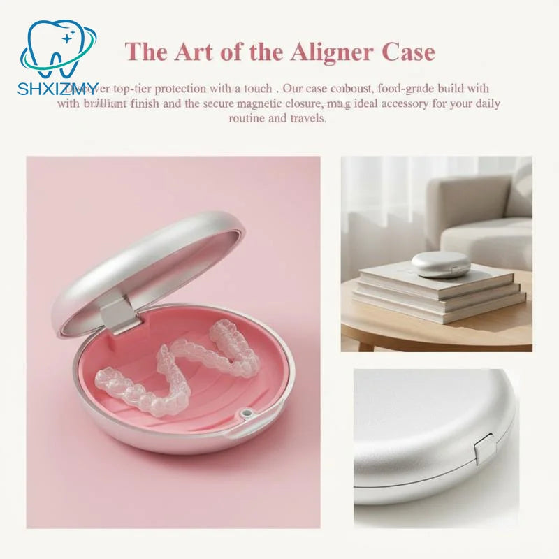Portable Dental Retainer Case with Mirror & Vent Holes