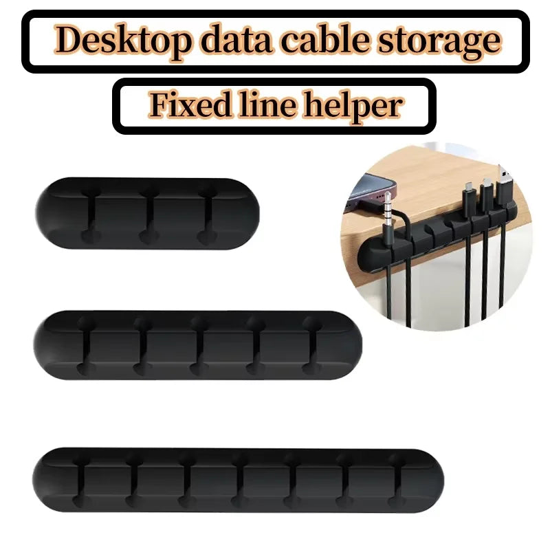 Silicone Desktop Cable Organizer Clips – 3-Pack Self-Adhesive