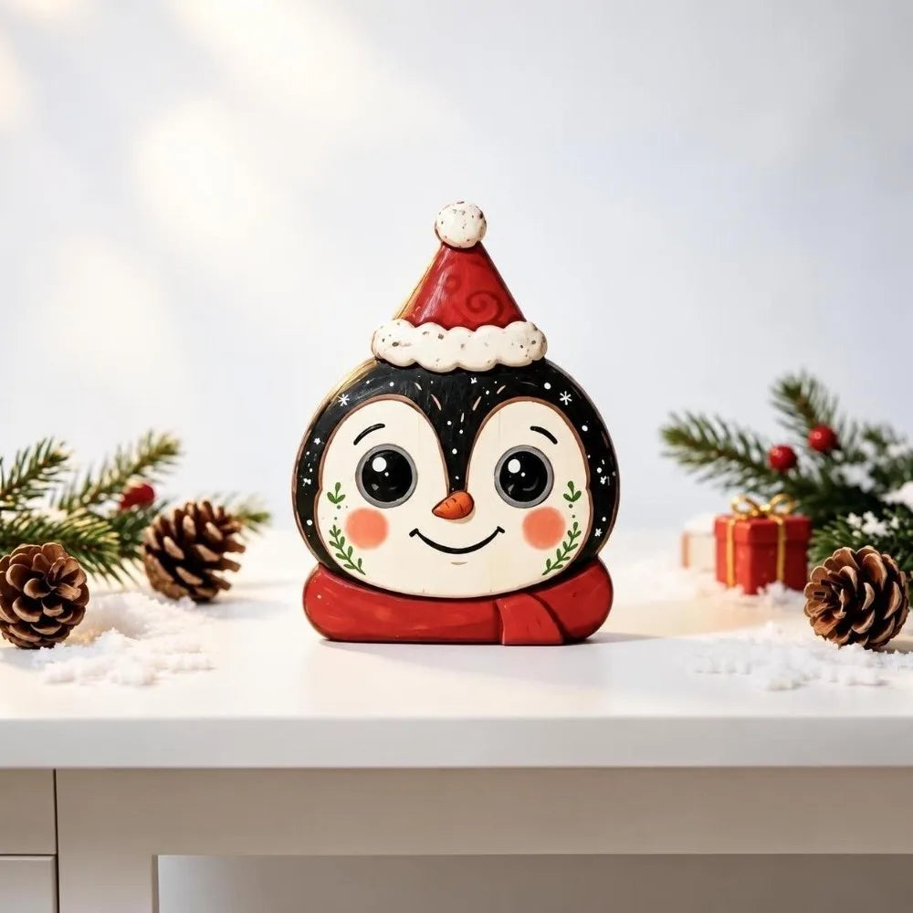 Wooden Christmas Tabletop Figure – Santa & Snowman Decor