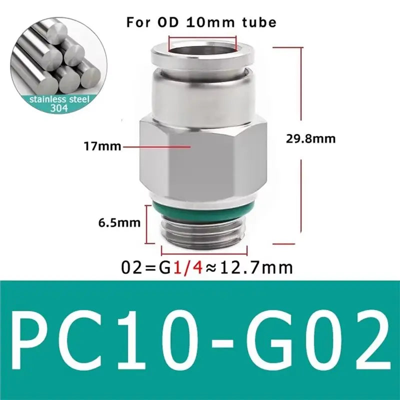 304 Stainless Steel Pneumatic Quick Connector G Thread BSP 50-Pack