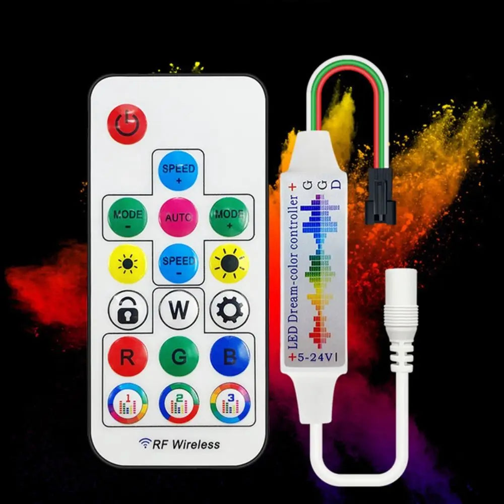 Addressable Music LED Controller 17-Key RF Remote WS2812B RGB