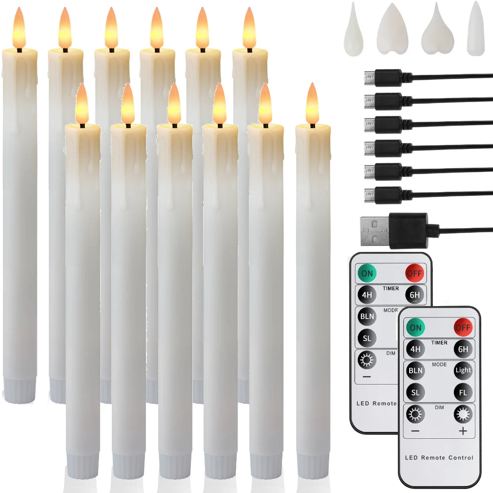 USB Rechargeable Flameless LED Candles with Remote – 6 Pack