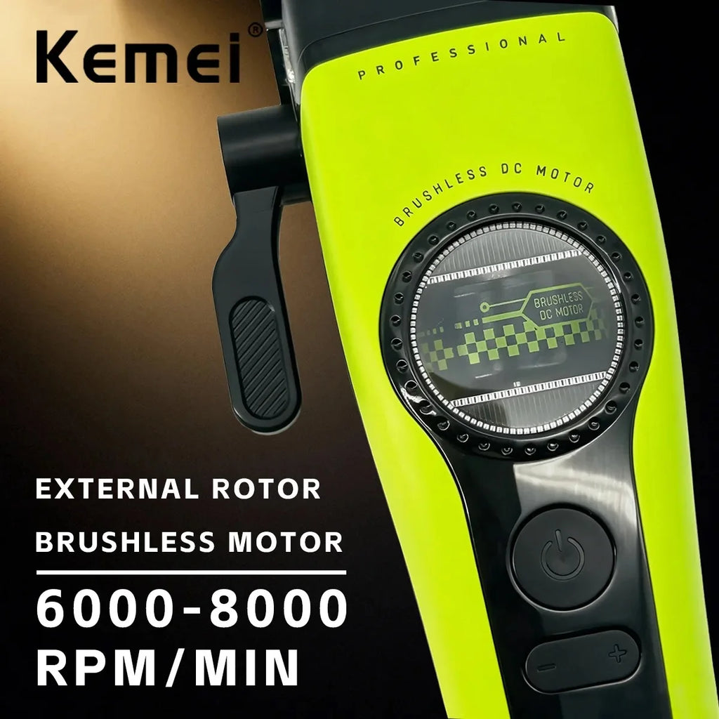 Kemei KM-1593 Brushless Hair Clipper – 5-Speed, DLC Blades