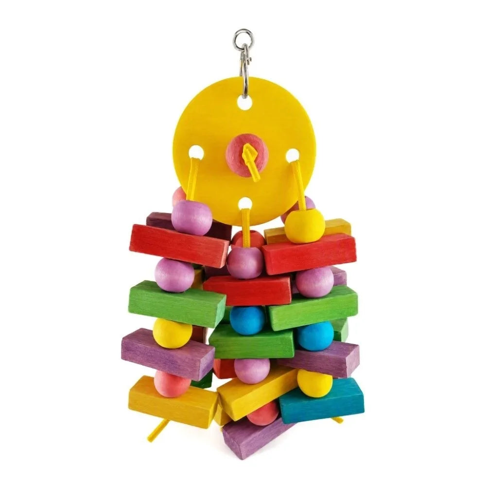 Hanging Wooden Parrot Swing Chew Toy – Bird Block Tearing Toy