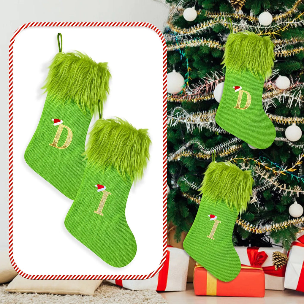 Large Knitted Christmas Stockings with Alphabet Letters – 18"