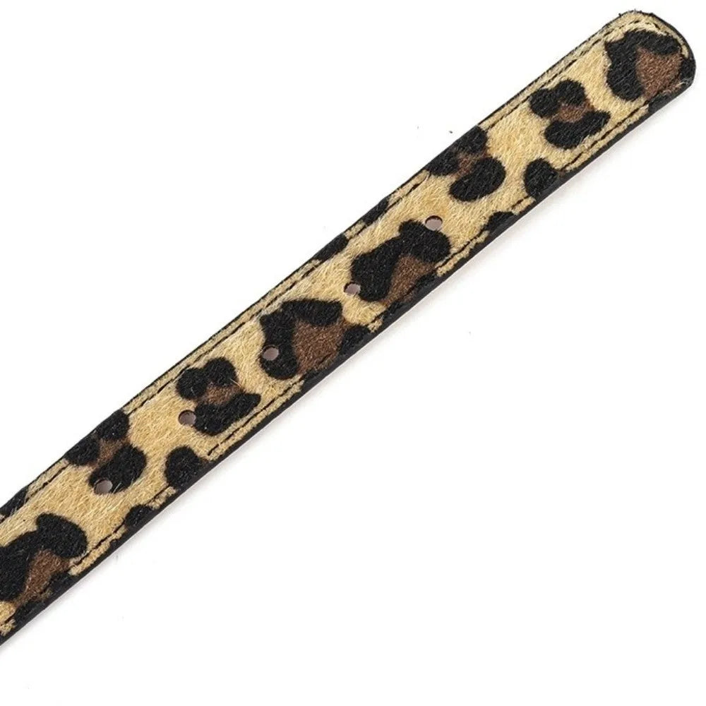 Leopard Print PU Leather Dog Collar – Adjustable S/M/L