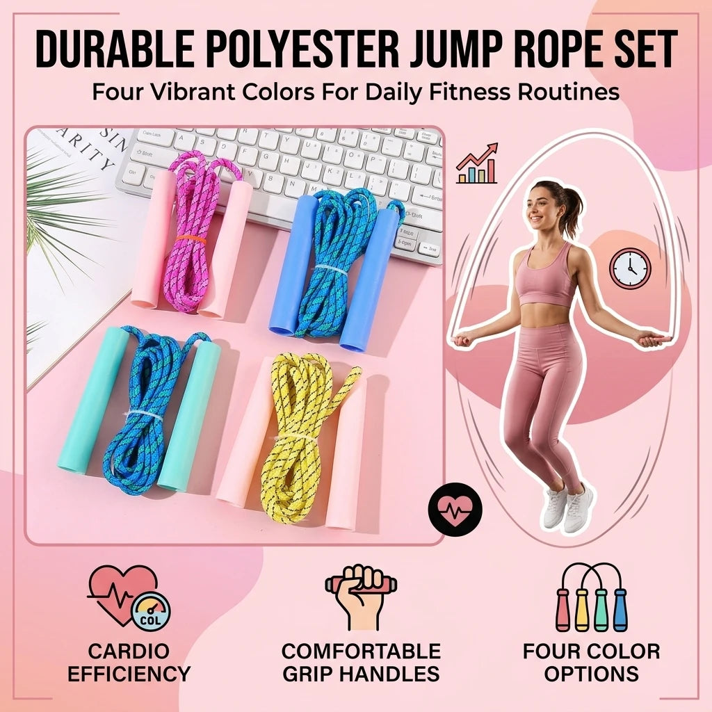 VIBE Adjustable Plastic Jump Rope – Non-Slip Handles for Kids