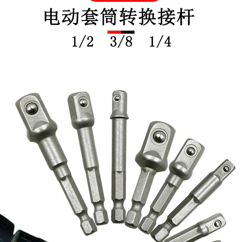 Chrome Vanadium Socket Adapter 1/4" 3/8" 1/2" Hex Shank Set